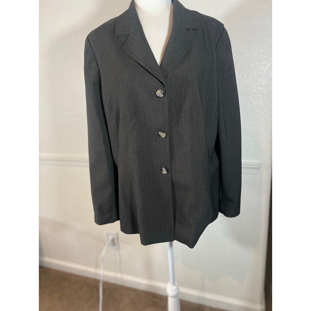 Vintage Le Suit women sz 18 plus striped y2k blazer jacket 1071